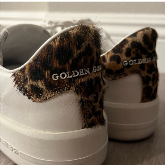 Golden Goose Pure Star Sneakers with Leopard Print Heel Tab Size 37 - Picture 3 of 10
